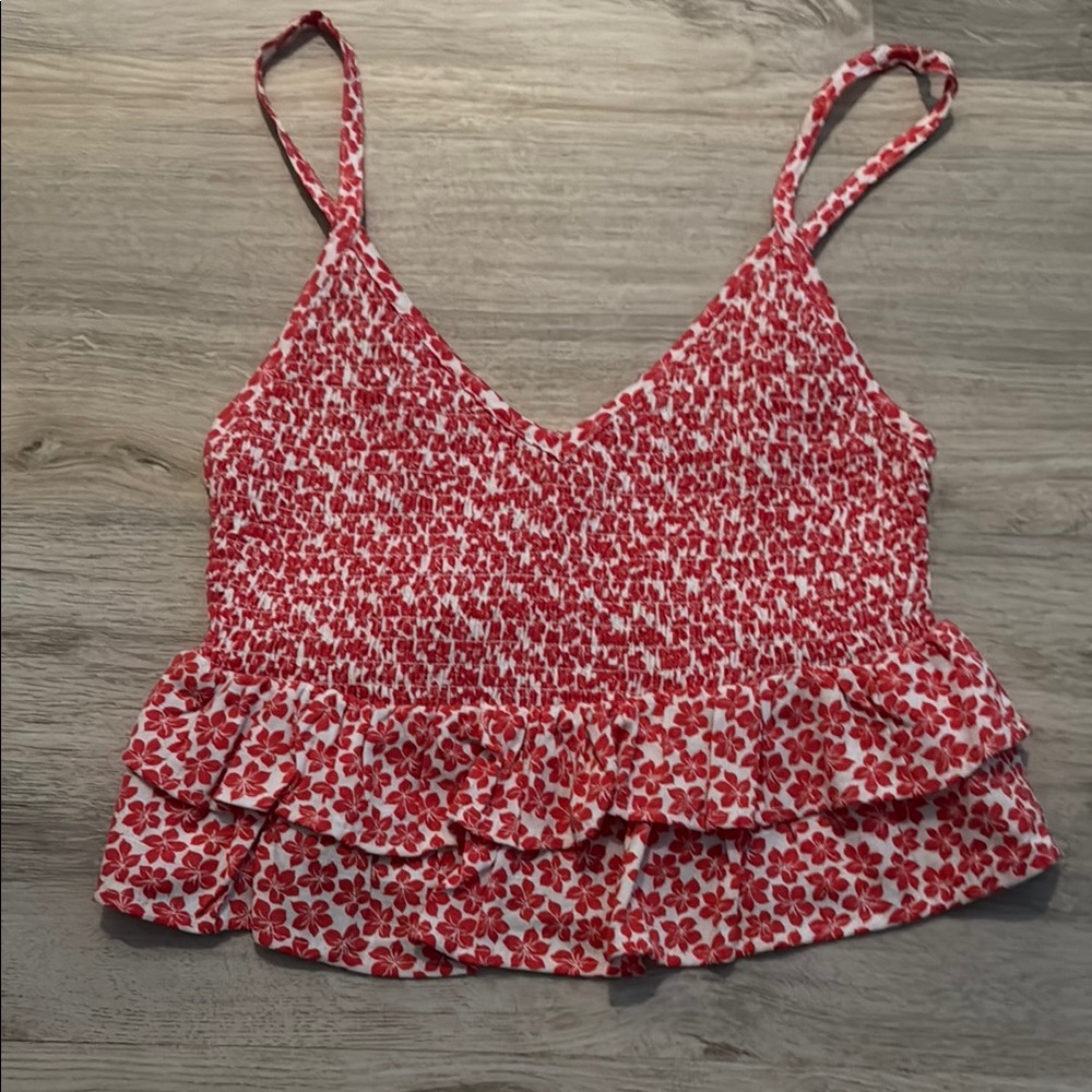 Red Ruffled Tiered Camisole Top